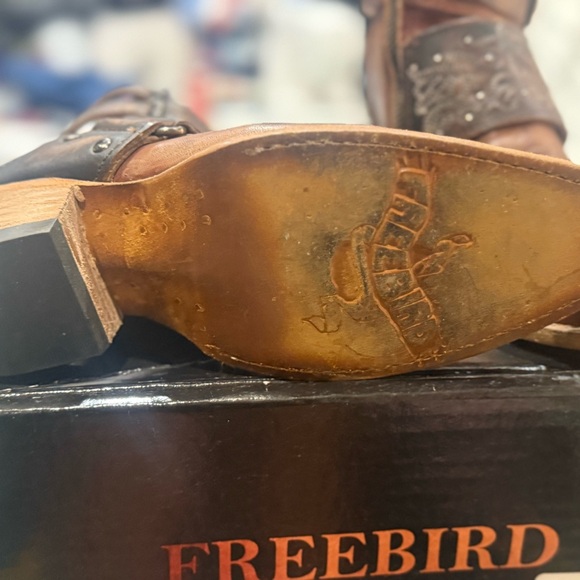 Freebird Brown Leather Ankle Boots with Intricate Detailing - Picture 7 of 7